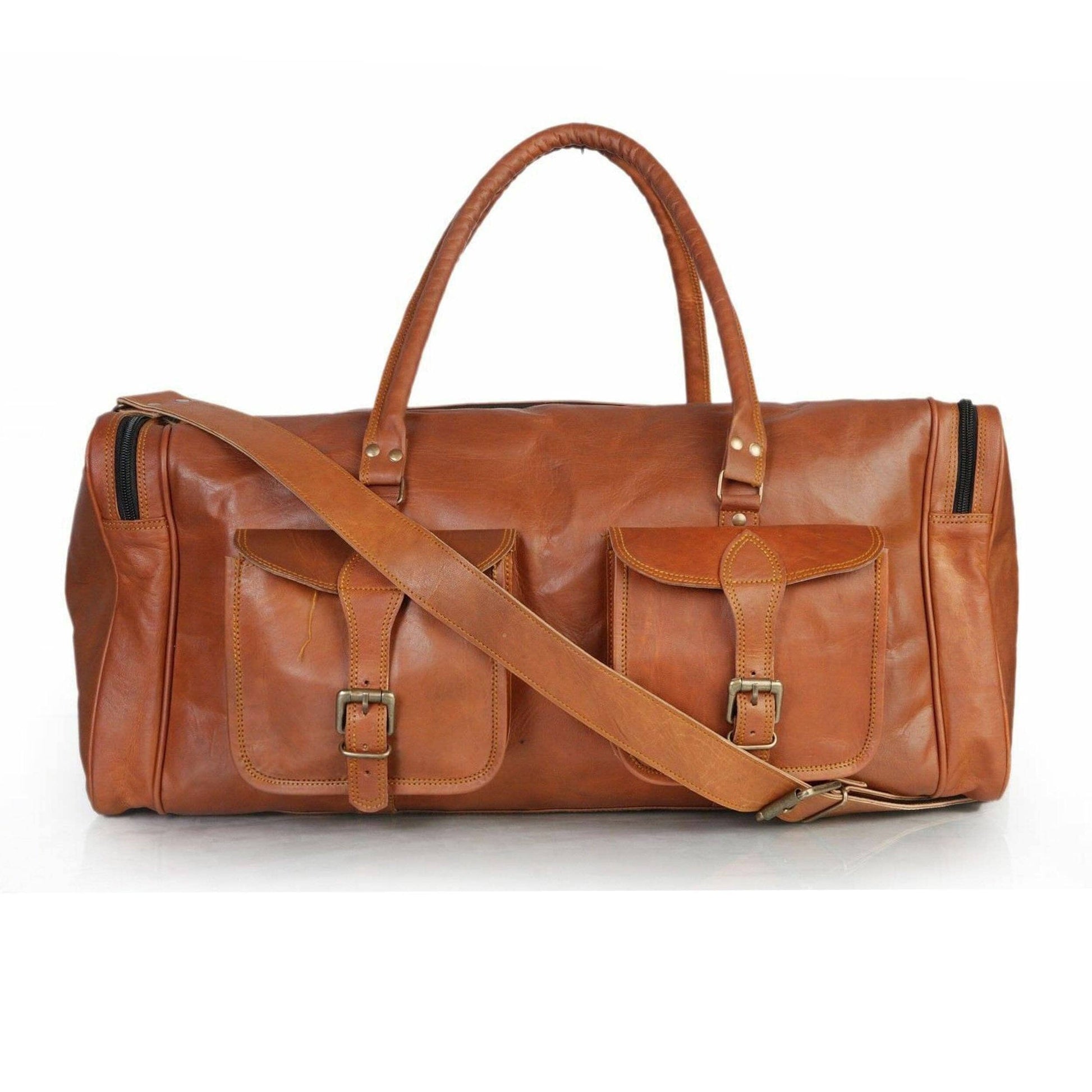 Multipocket Handmade Leather Duffle Travel Bag Classy Leather Bags 