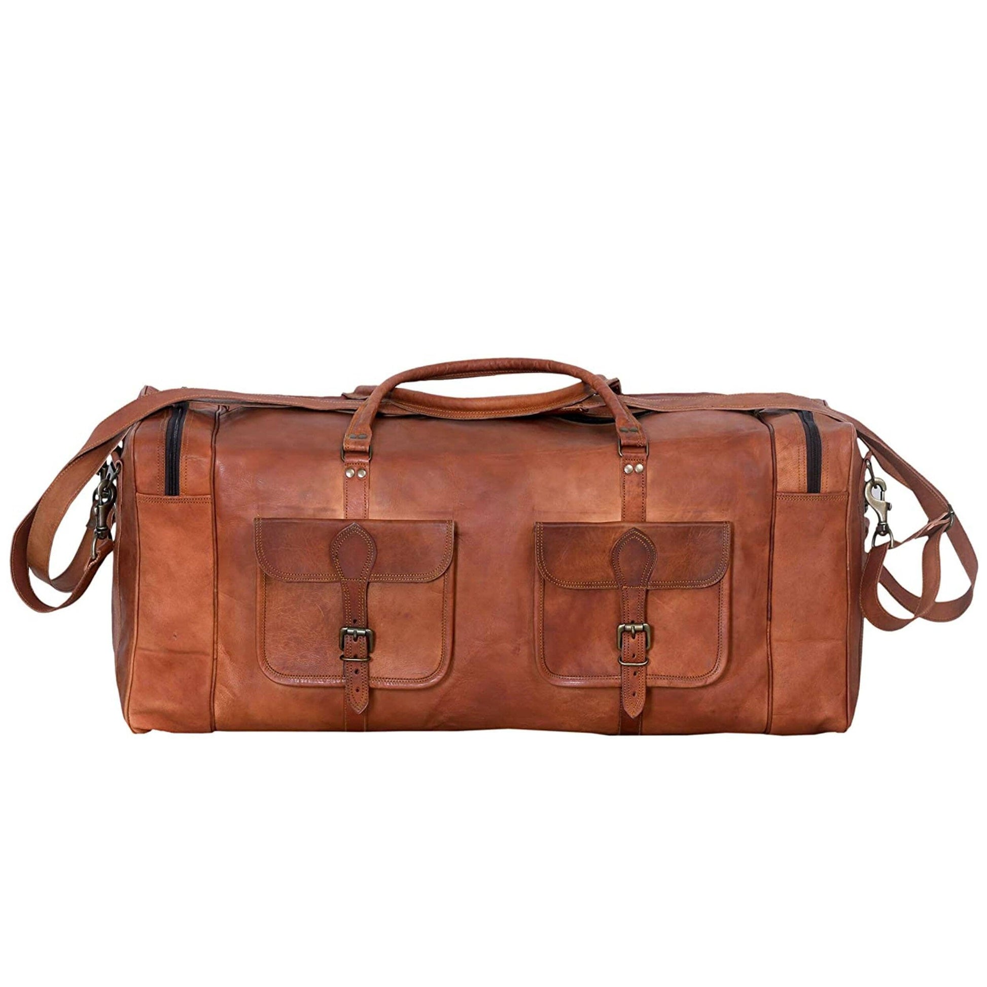 Oversized Men's Leather Weekender Duffle Bag Classy Leather Bags 