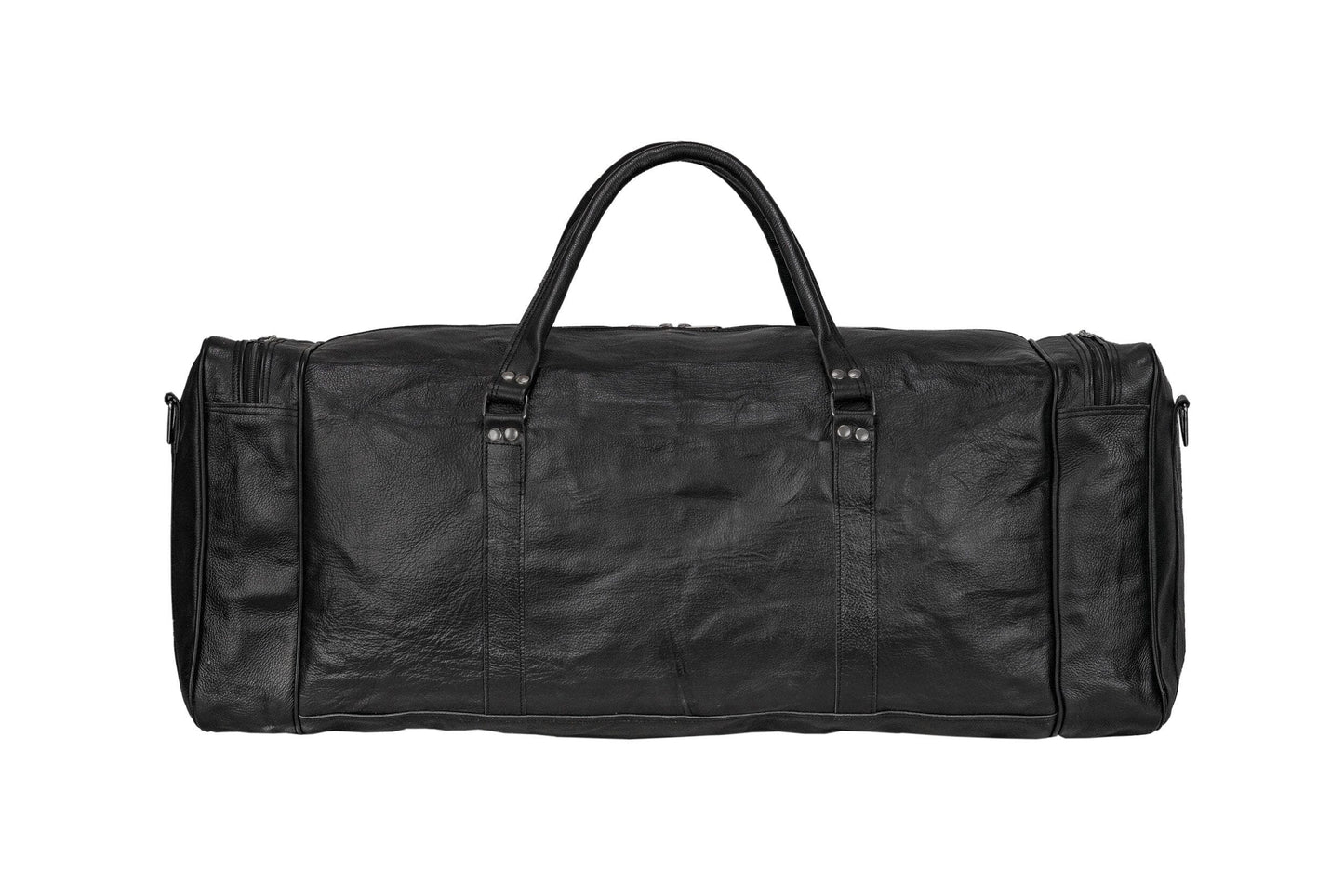 Oversized Black Leather Duffel Weekender Travel Bag Classy Leather Bags 