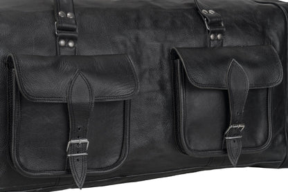 Oversized Black Leather Duffel Weekender Travel Bag Classy Leather Bags 