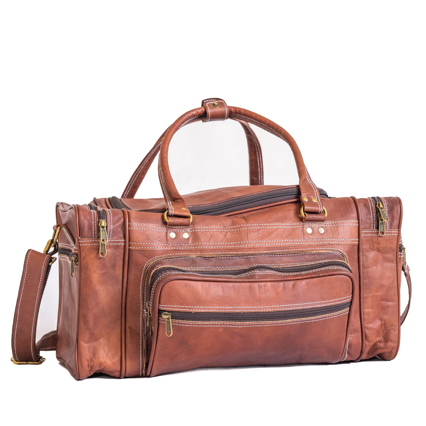 Vintage Leather Travel Duffle Bag