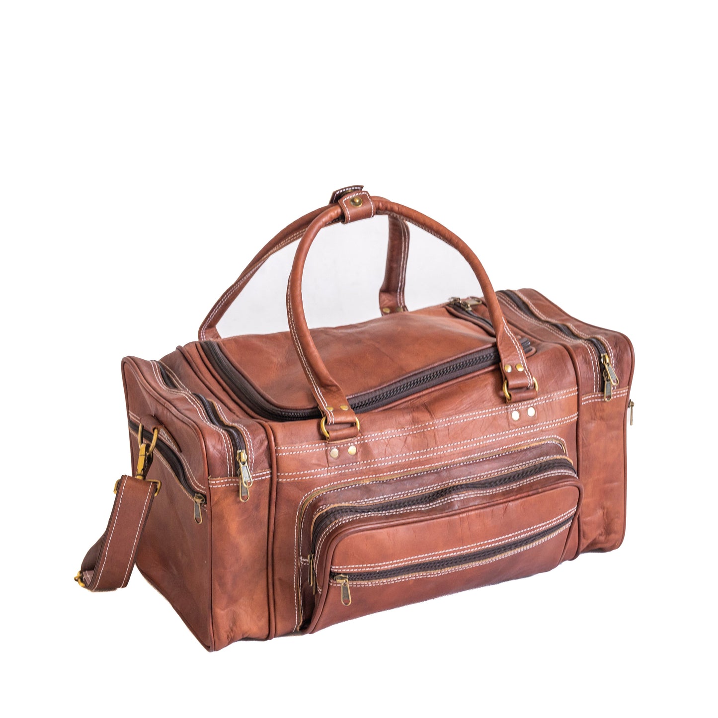 Vintage Leather Travel Duffle Bag