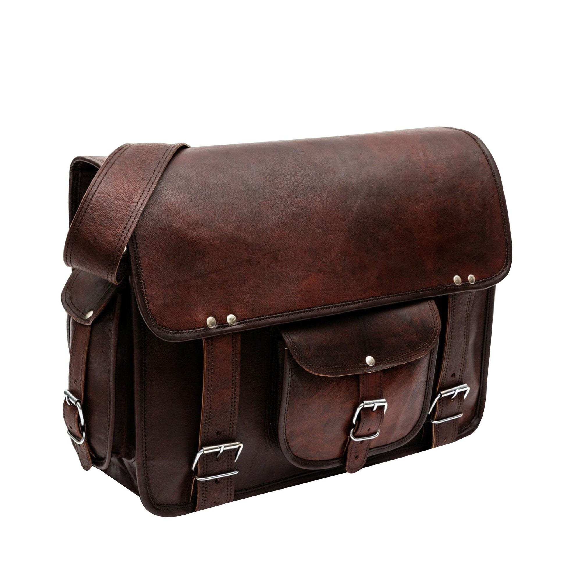 black leather messenger bag for men