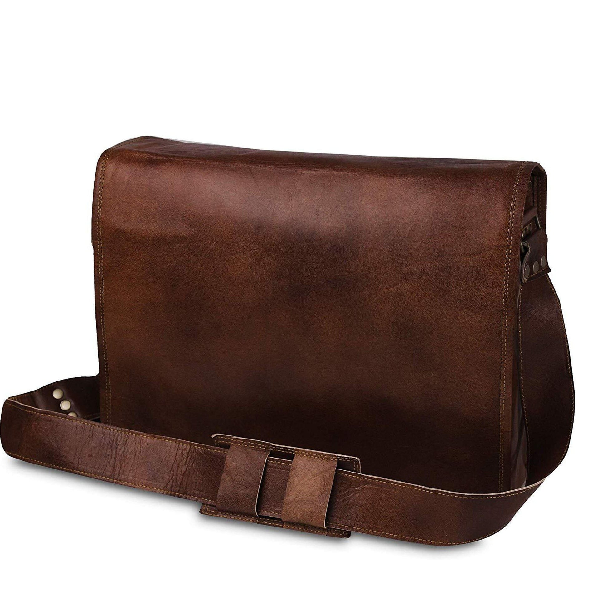 brown leather messenger bag