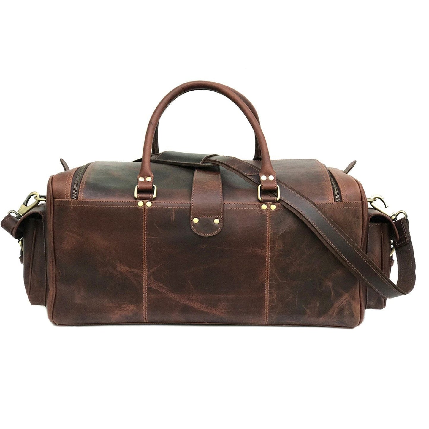 Genuine Large Full-Grain Buffalo Leather Roosevelt Duffle Bag Classy Leather Bags 