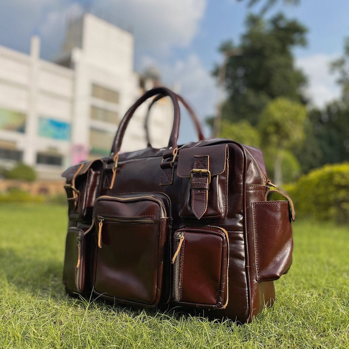 brown leather laptop briefcase bag online in USA