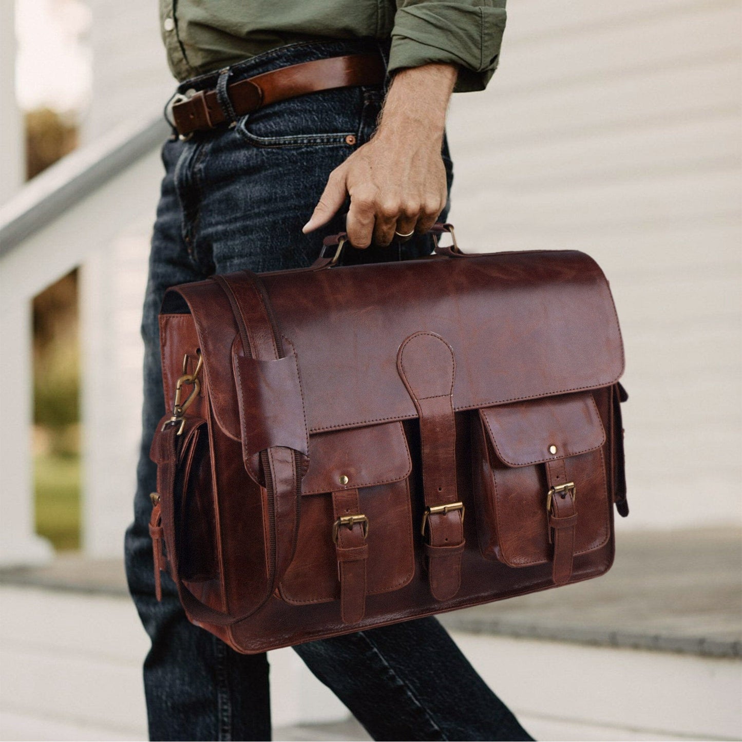 leather laptop handbag