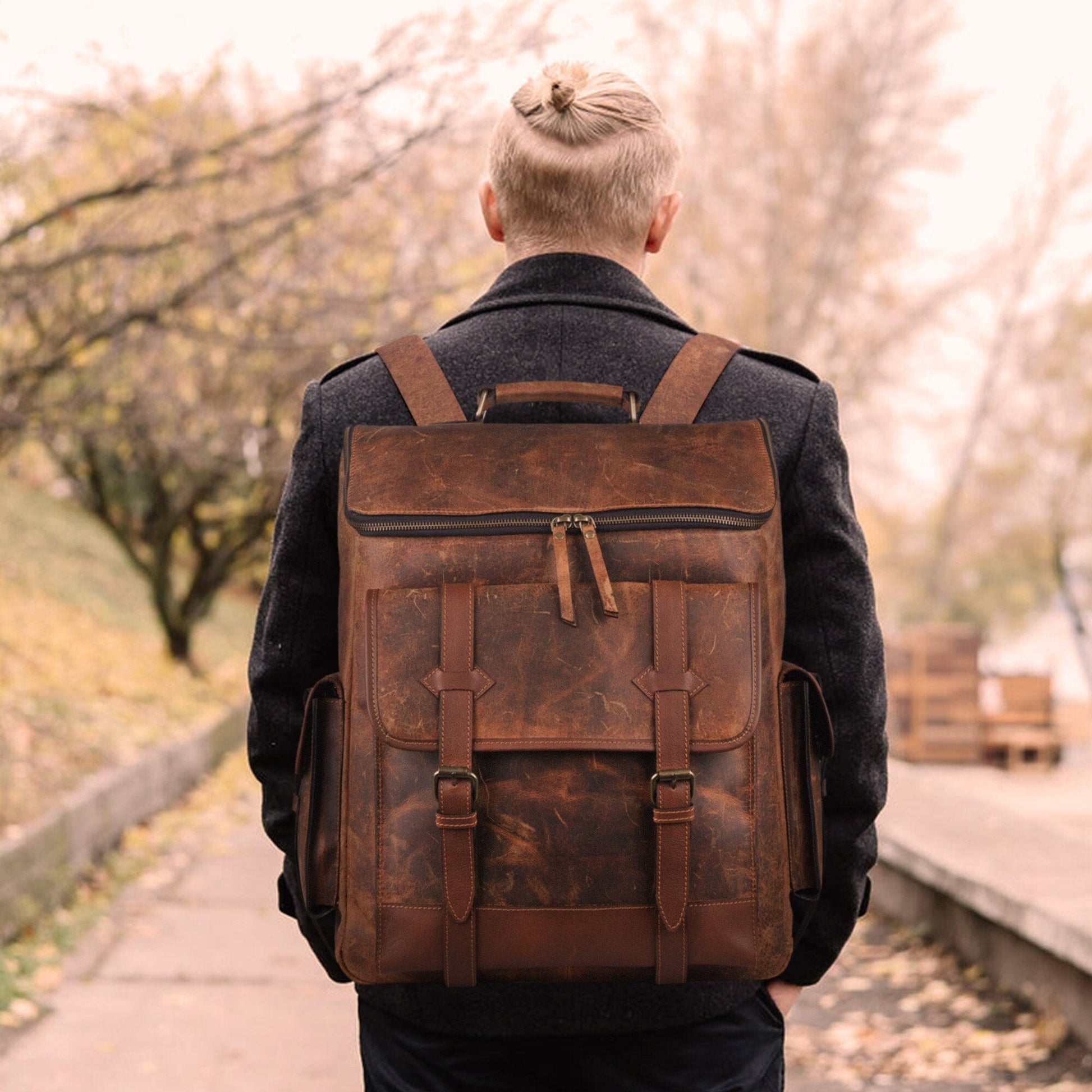 Shop Men's Brown Leather Backpack from Classy Leather Bags