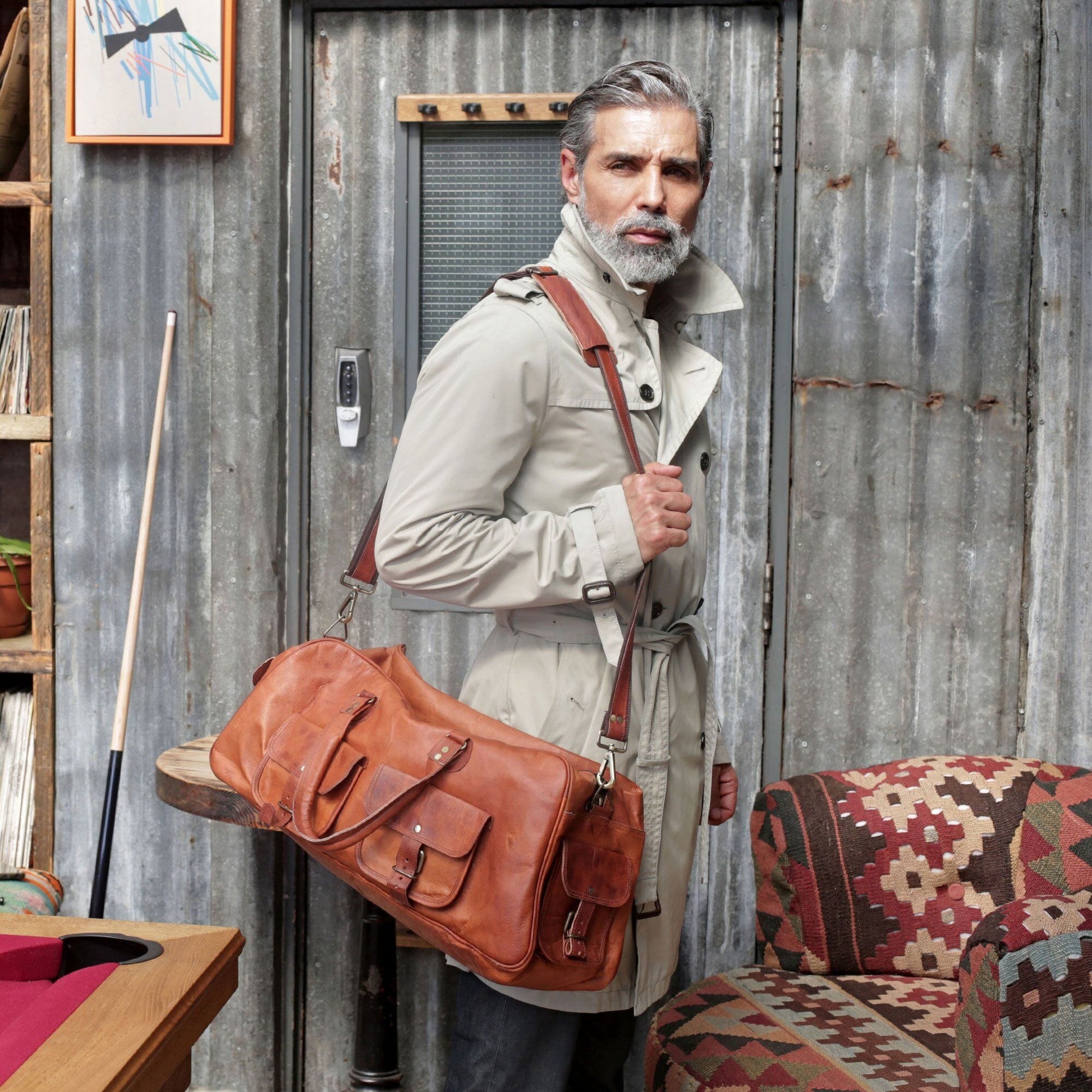 Vintage Brown Handmade Leather Duffle Bag Classy Leather Bags 