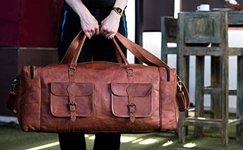 Oversized Men's Leather Weekender Duffle Bag Classy Leather Bags 