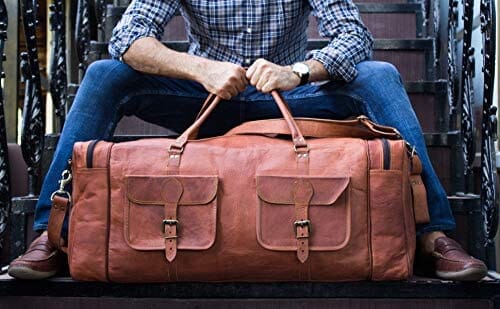 Oversized Men's Leather Weekender Duffle Bag Classy Leather Bags 