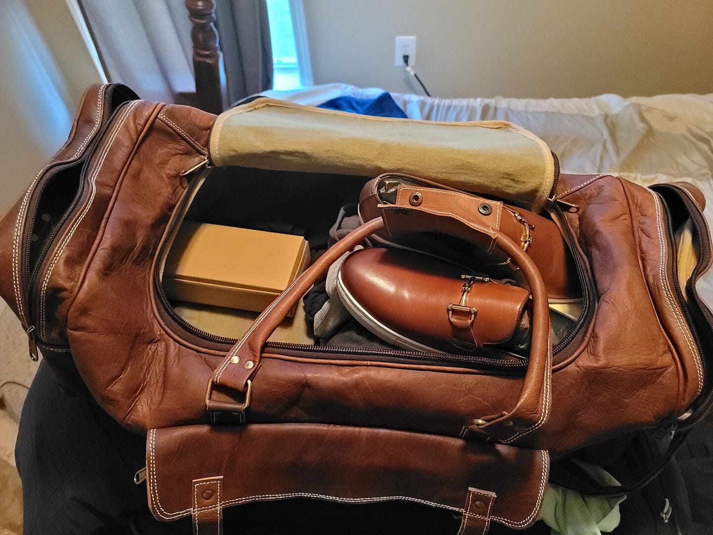 leather duffle bag