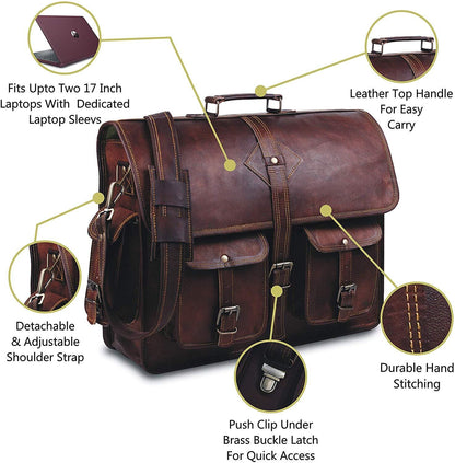 designer leather laptop messenger bag