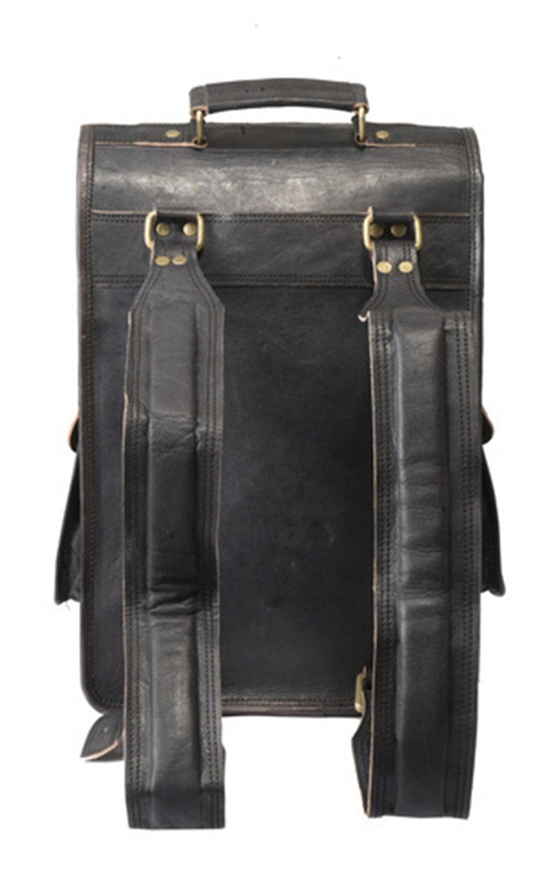 Texas Black Leather Laptop Backpack Rucksack hmkrafts 