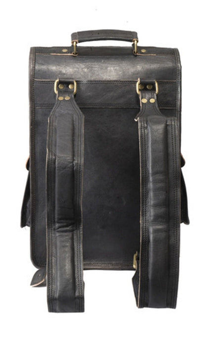 Texas Black Leather Laptop Backpack Rucksack hmkrafts 