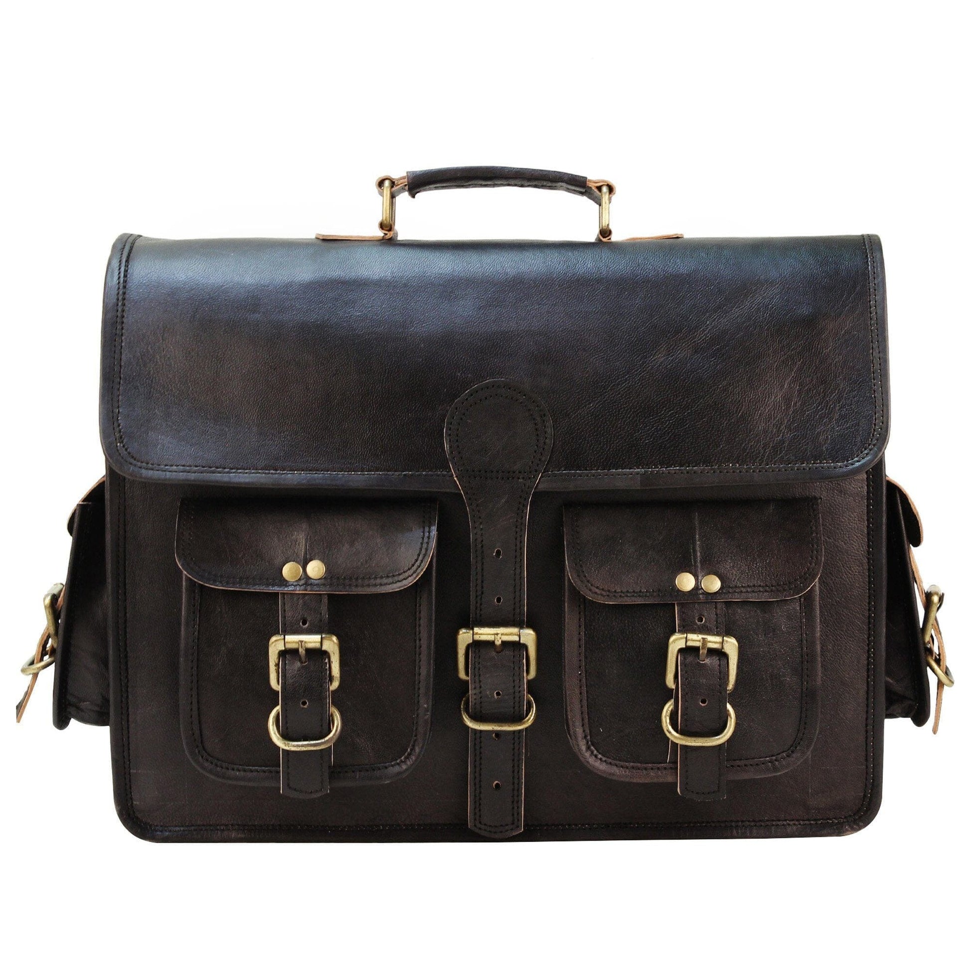 Black Leather Laptop Messenger Bags