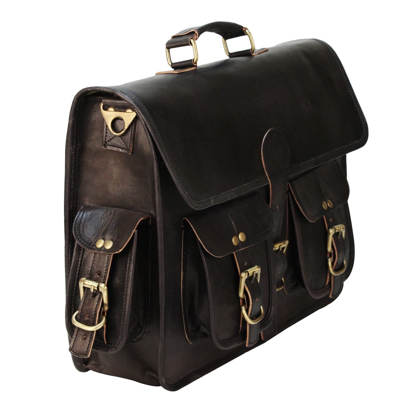 Black Leather Laptop Messenger Bags