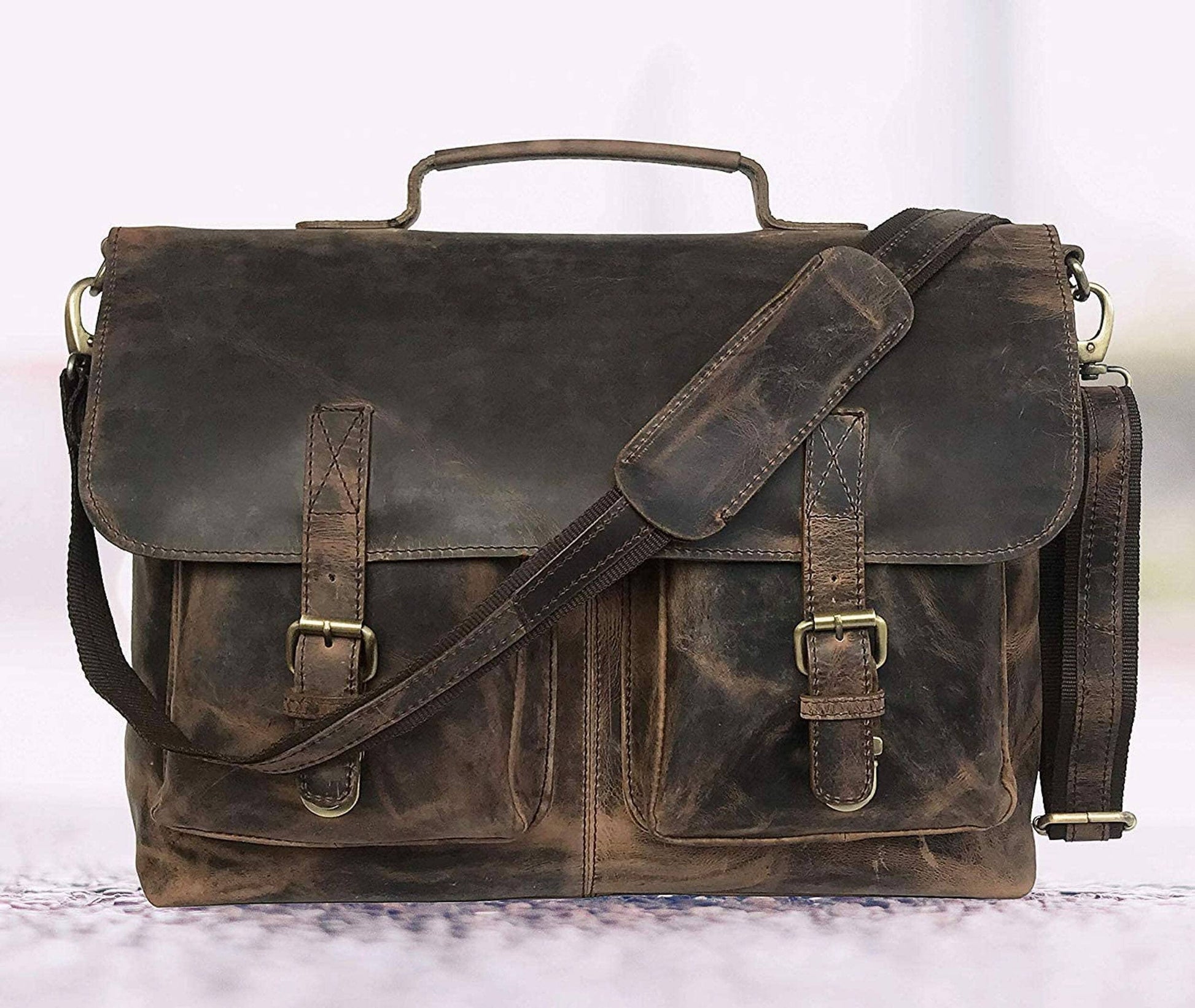 Leather Laptop Messenger Briefcases For Men & Women