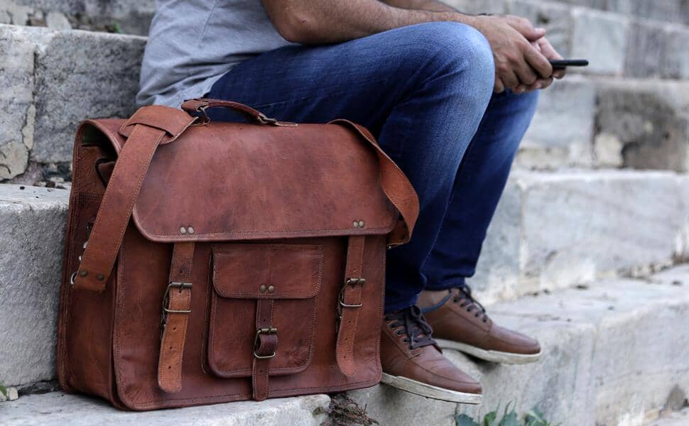 Attorney Leather Briefcase Laptop Messenger Bag 18 Inch Classy Leather Bags 