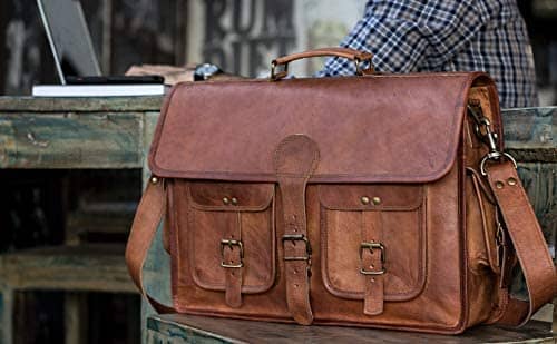 Leather Satchel Laptop Crossbody Messenger Bag