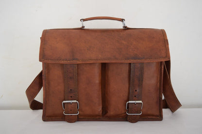 mens brown leather laptop messenger briefcase bag in USA